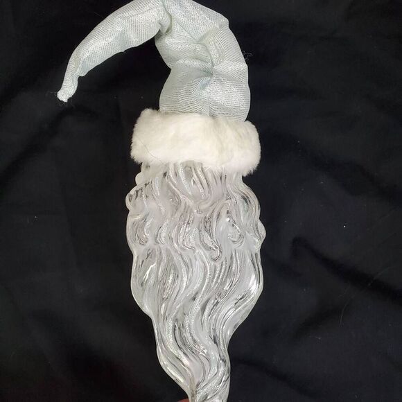Kurt Adler Glass Santa Ornament 11" Frosted Face & Beard Iridescent Glitter Hand - Picture 2 of 4